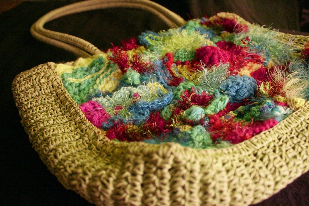 OOAK FREEFORM Crochet Embellished Purse - Caribbean