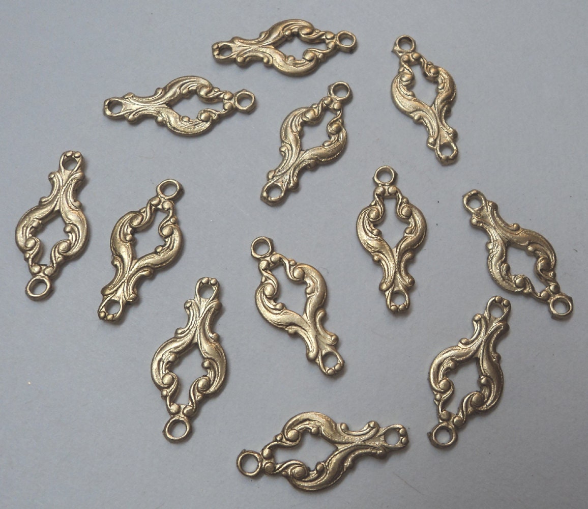 Brass open scroll jewelry connectors ..12 pieces