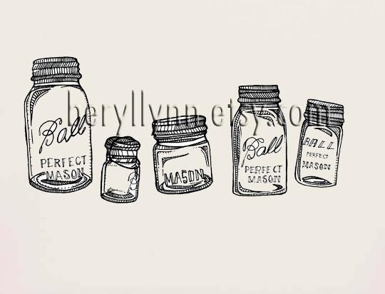 Mason Jar Design- Natural Canvas Apron - Canning, Preserving, Homesteading-