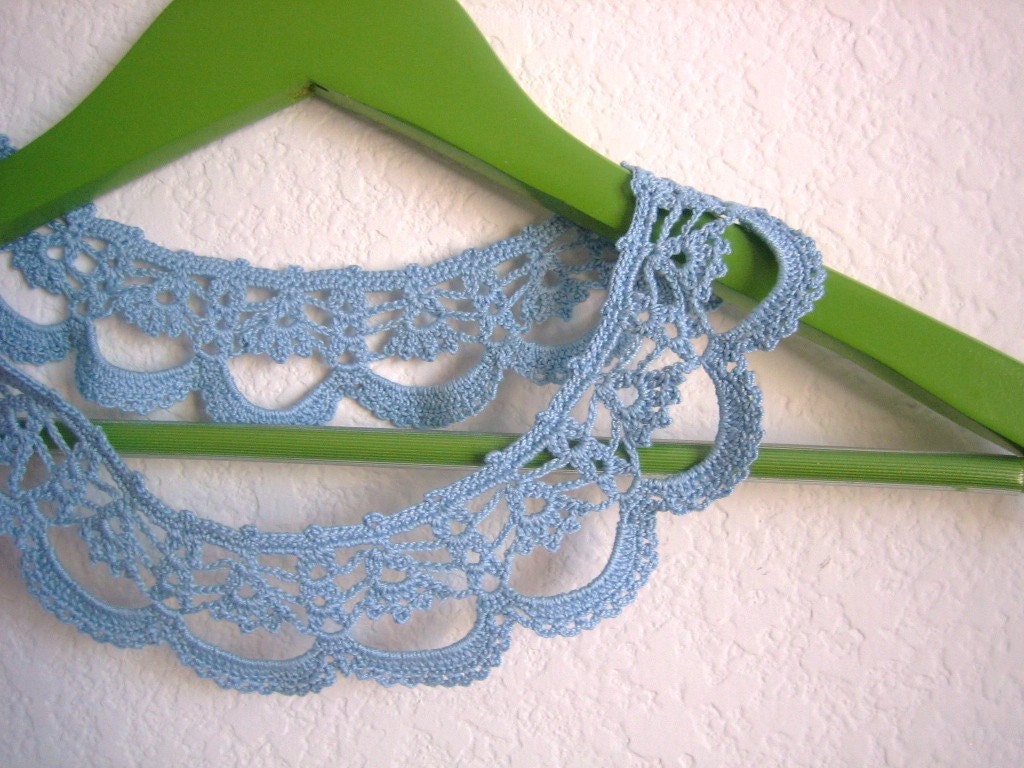 Blue crochet collar, necklace handcrochet, women accessory, new, made by Demet