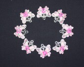 Pink Enameled Butterfly Charms - 5 - Supplies Bead - Jewelry Earring - Jewelry Pendant
