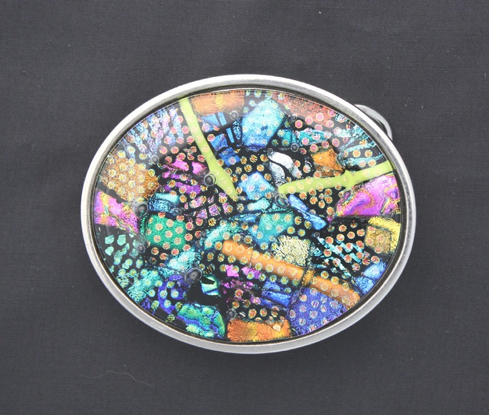 Dichroic Glass Belt Buckle - Women - Men - Accessories - Glass