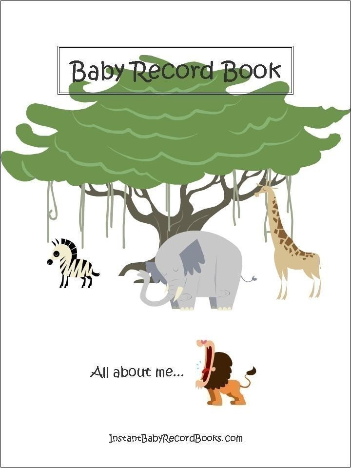 Jungle Safari Friends Baby Memory Record e Book Printable Digital Download U-Print PDF