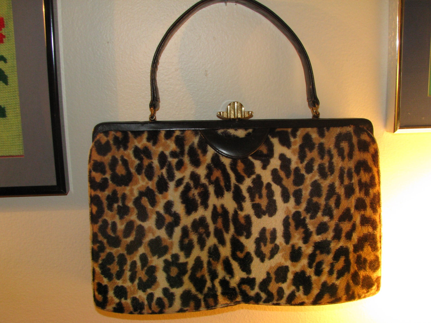 RESERVED for JDEMP00 RESERVED Vintage 50's Leopard Faux Fur Lady Purse