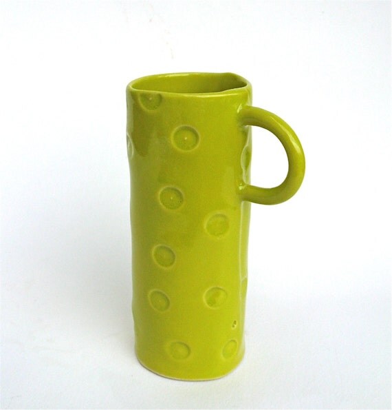 whimsical hand built porcelain cup with dots