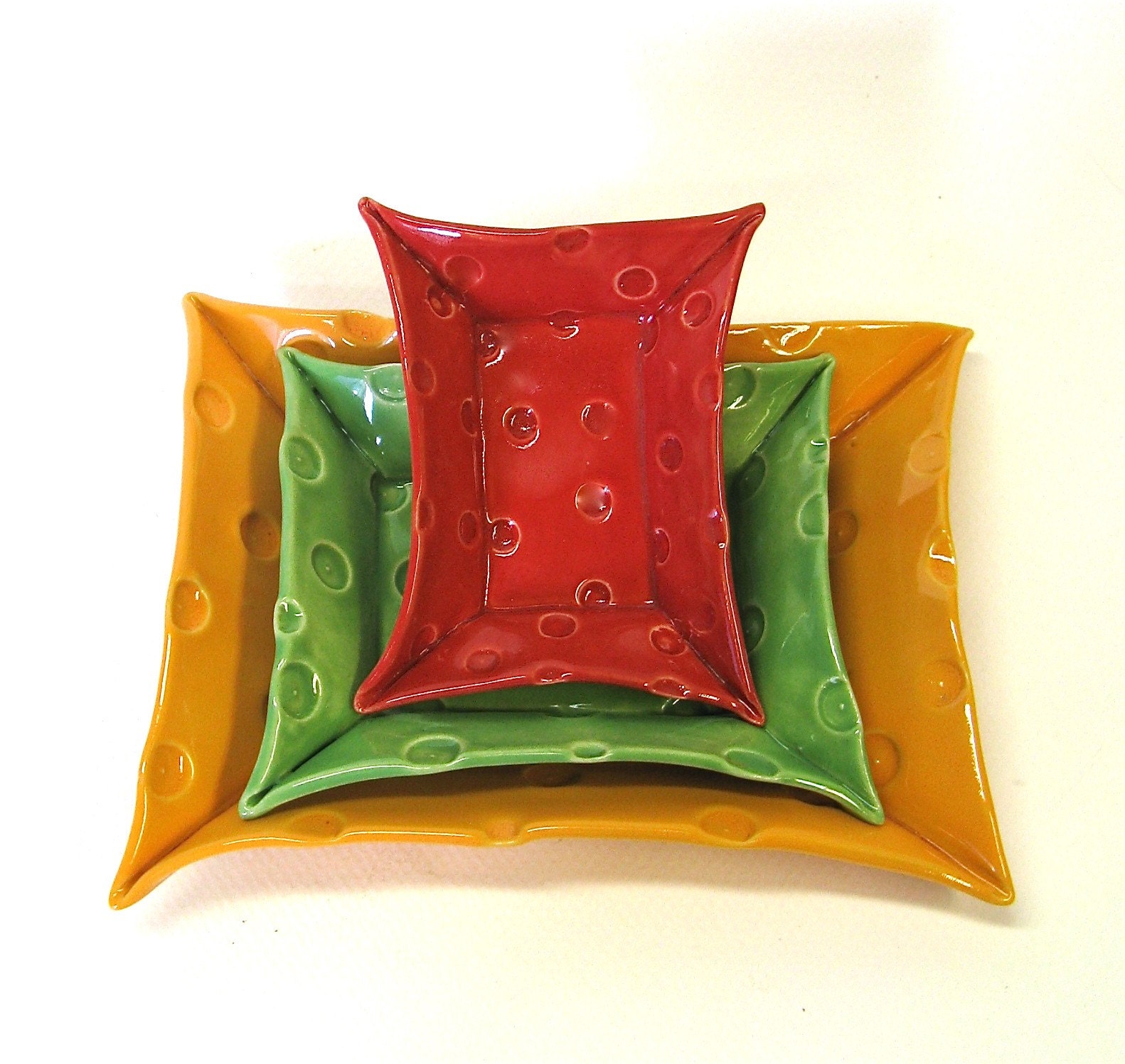 hand built porcelain fiesta inspired stack of trays
