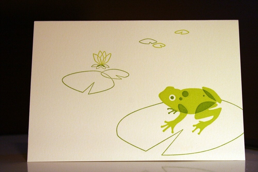 Frog And Lily Letterpress Note Card Set