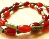 Red Agate and Serpentine Necklace - Nomad