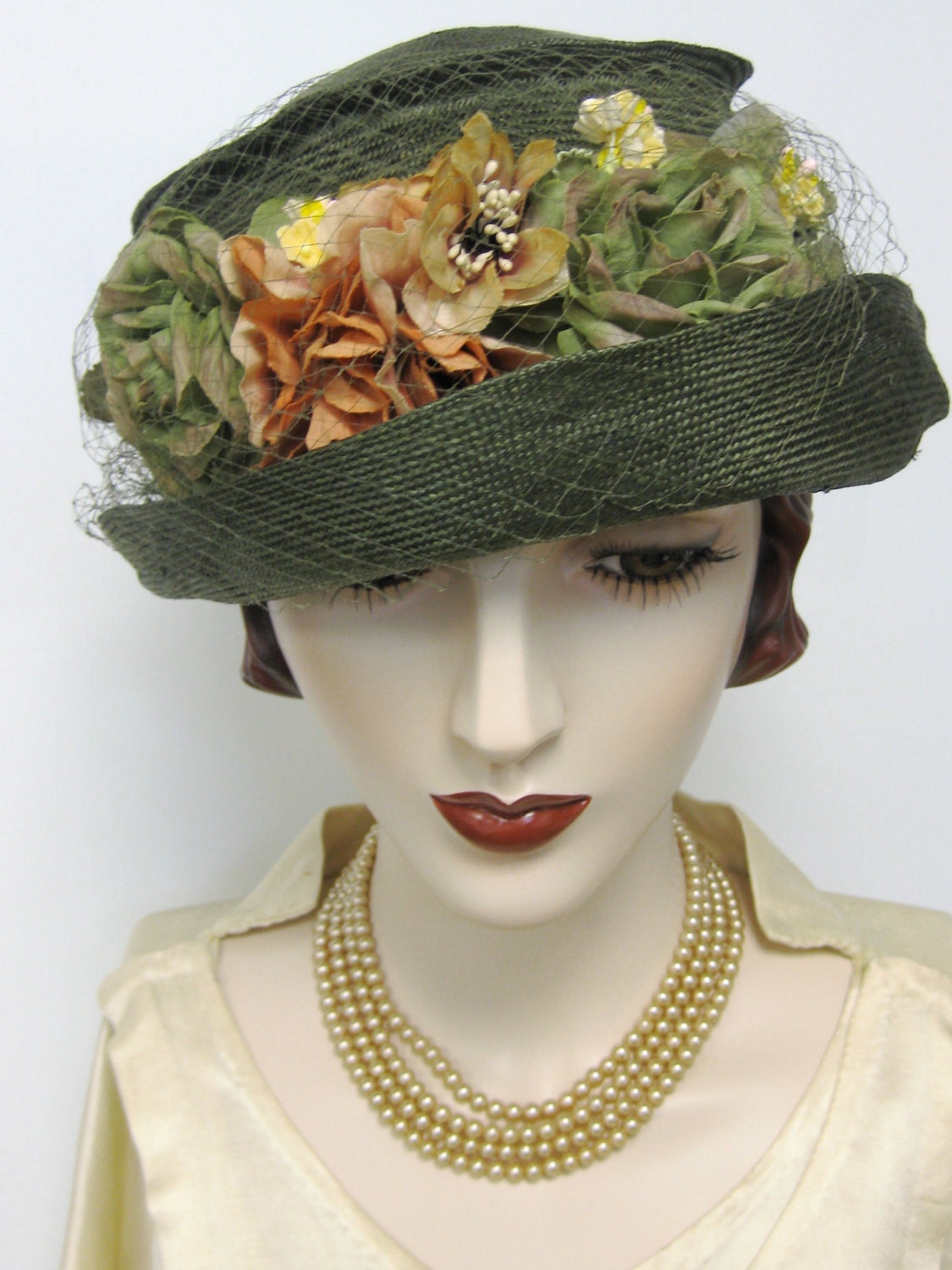 1920's Inspired Hand Blocked Straw Cloche
