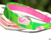 Lilly Pulitzer Fabric Headband Preppy Pink and Greeen Roses Floral