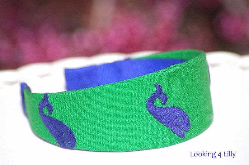 Preppy Whale Headband Embroidered Whale Preppy headband Alpha Kappa Phi headband Girls headband Adult headband KAP