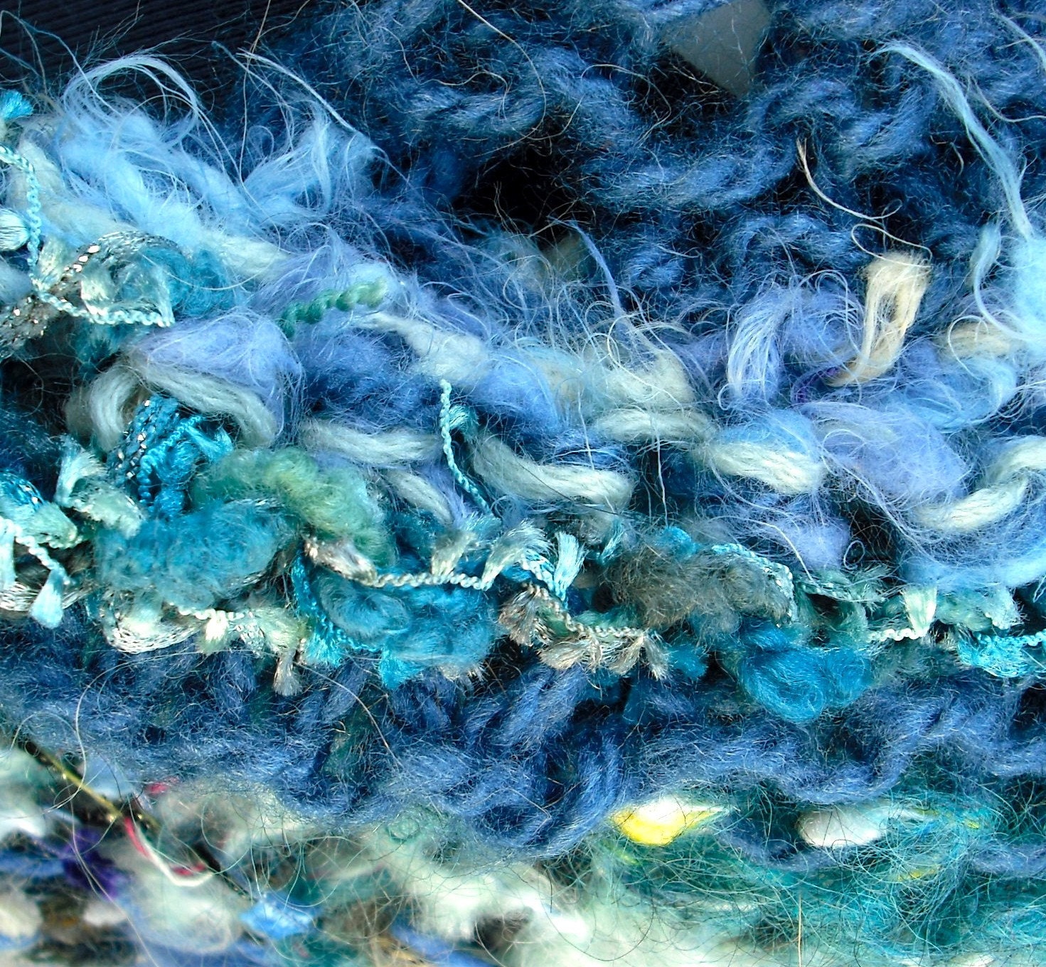 Rhapsody in Blue Oversized Hand Knit Shawl Wrap
