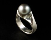 Black Tahitian Pearl Sterling Silver Ring