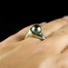 Tahitian Black Pearl Ring in Palladium, Modern Pearl Engagement Ring