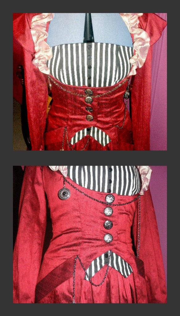 Custom 1800's Victorian Steampunk Ensemble - Jacket Bustier/Corset and Skirt - listing is for all sizes
