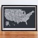 USA Type Map in Sheer Slate - decorative screen print