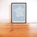 France Type Map in Sheer Slate - Decorative Screen Print