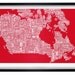 Canada Type Map in Poppy Red - decorative screen print