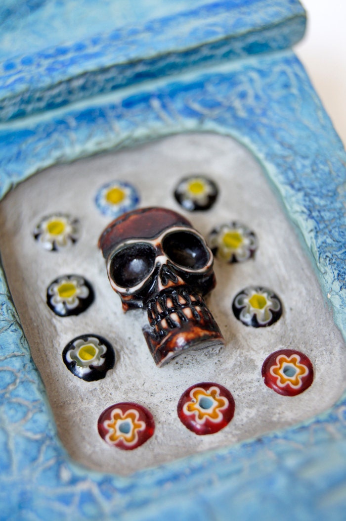 Mixed Media Mosaic Relief / Day of the Dead / Ceramic / Original Art