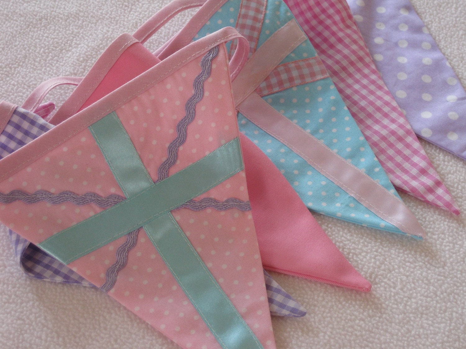 Union Jack PASTELS British Bunting Banner Great for a Party or a Girl's Room or Photo Prop Custom Made to Order