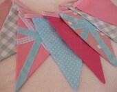 Union Jack PASTELS British Bunting Pink Blue with Laura Ashley fabric for a Party Celebration or Photography Prop Custom Made to Order Il_170x135