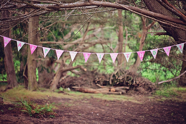 Happy Birthday British Flag Banner Bunting Pink and Green Custom made to order ideal for a Birthday Party or Celebration or Photo prop Il_570xn