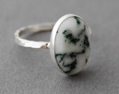 Chunky Sterling and Tree Agate Ring