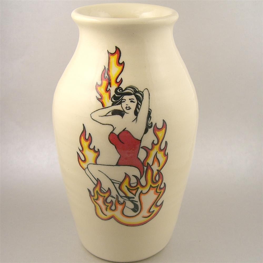 tattoo - fire pinup girl
