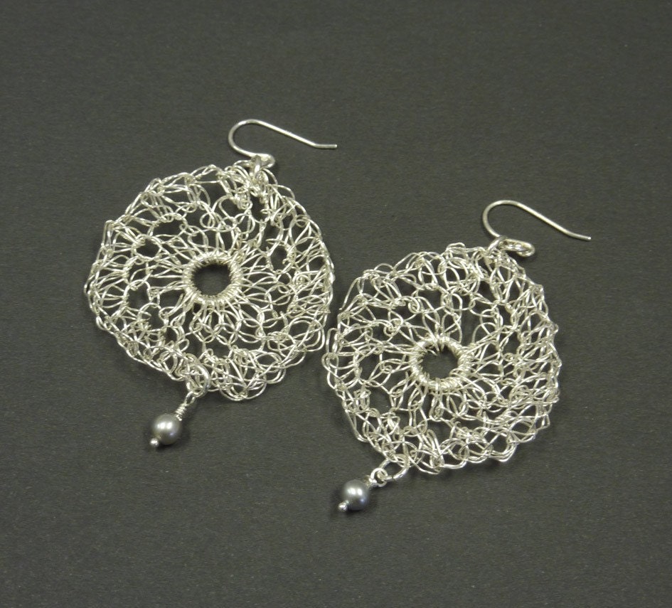 Fine Silver Oval Bridal Earrings