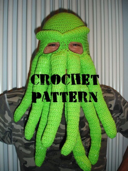 PDF Crochet Pattern -   Cthulhu inspired ski mask - picture tutorial