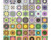 Seasons of Mandalas - Late Winter to Late Spring - Inchies, 7-8 inch, or scrabble tile size .75 x .83 inch - Digital Collage Sheet