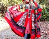 Lussinatten- Upcycled Norwegian Sweater Coat with a Medieval Liripipe Hood and Bell Sleeves by SnugglePants- RESERVED