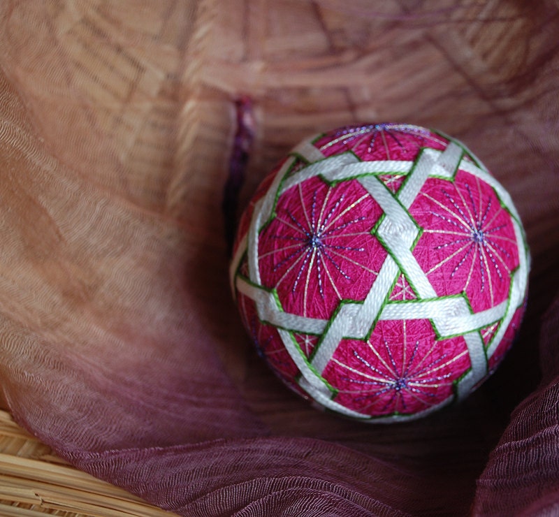 Pink Pentagons temari ball