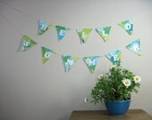 Upcycled fabric bunting - hello summer FREE SHIPPING US