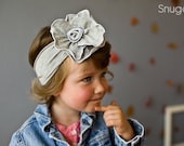 Heather gray Rose Stretch SNUGARS headband hair band girls toddler infant baby gray