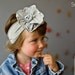 Heather gray Rose Stretch SNUGARS headband hair band girls toddler infant baby gray