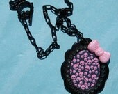 Pink Skull Pendant Necklace Kawaii Punk Goth Rockabilly One Of A Kind