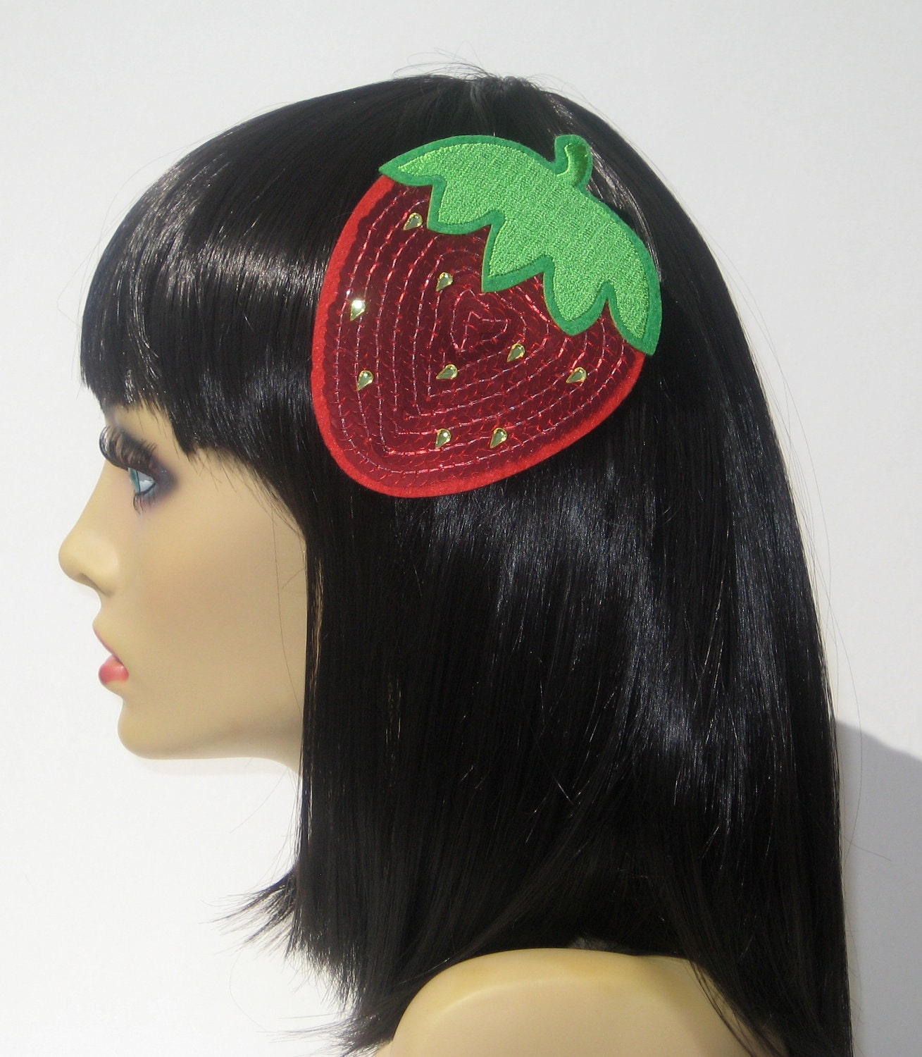 Strawberry Fields Hair Clip Kawaii Sparkly Fun Rockabilly Pin Up