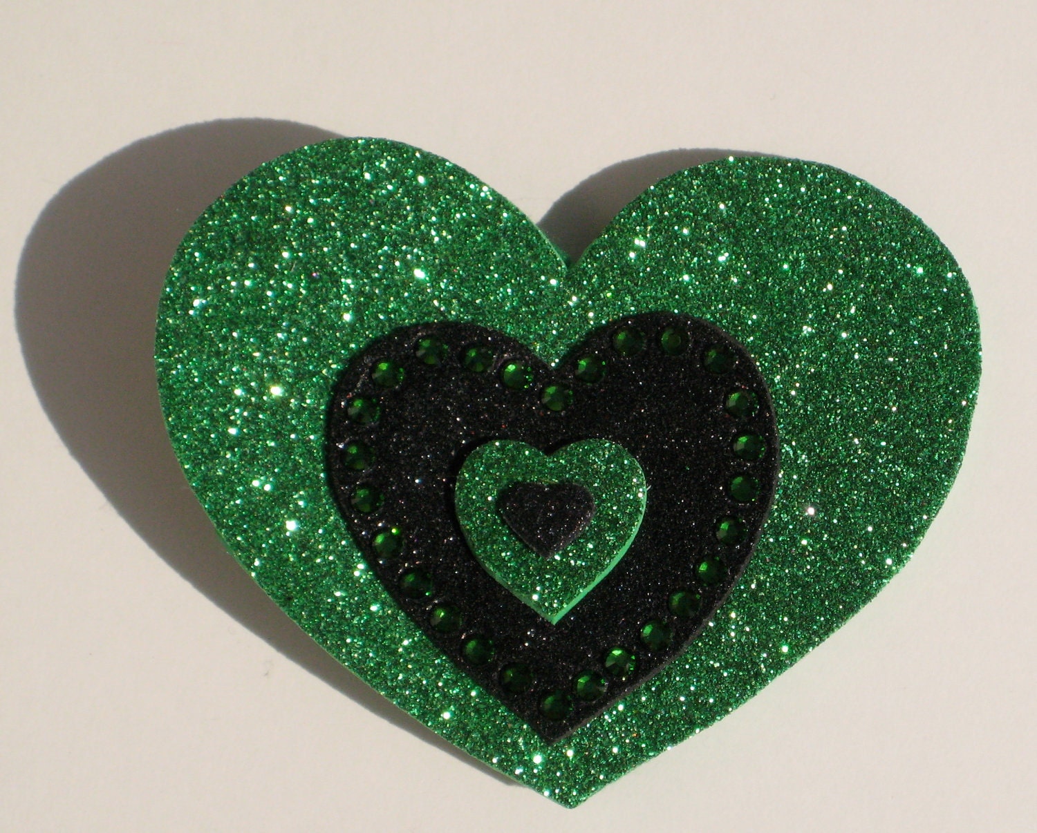 Green Of Hearts Hair Clip Black Heart Rockabilly Pin Up Goth Kawaii
