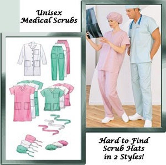 Medical Scrubs Pants Tops Dress Cap Sewing Pattern, Simplicity
