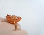 Yellow  Flower Ring - Honey  Ring- Copal Flower Ring - Flowe Ring