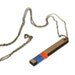 BAR neckalce - Persimmon and royal blue, laser cut & string wrapped walnut necklace