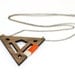 DIAMOND - Persimmon and cream, geometric, laser cut & string wrapped walnut necklace