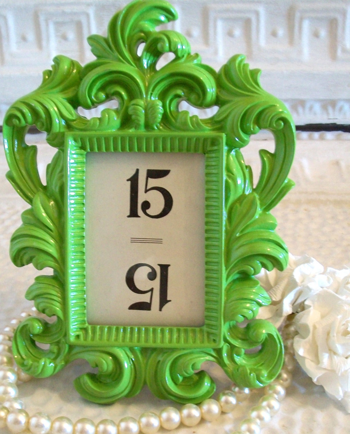15 FaBuLoUS-Small Ornate Vintage Style High Gloss Picture Frames-Chalkboard Vinyl-Vintage Table Numbers-5 Colors-Wedding-Reception