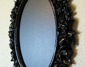 ROSES FRAMED MIRROR-Black-Any Color Ornate Vintage Baroque Framed Chalkboard-Vintage Framed Wall Mirror-Magnetic Chalkboard-Magnet Board