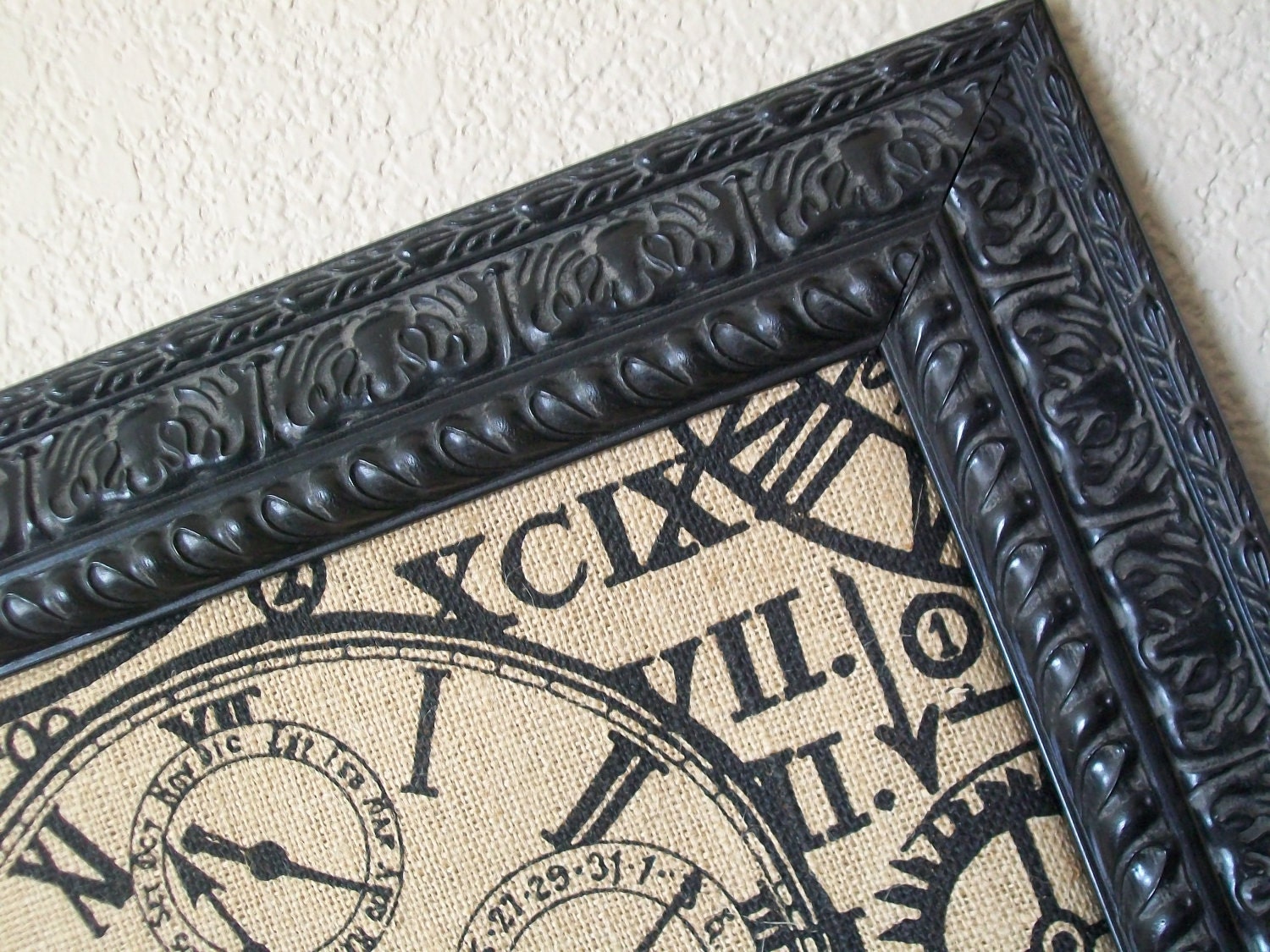 FRAMED MAGNET BOARD-Framed Bulletin Board-Cork Board-Clocks-Magnetic Memo Board 42x30 Xtra Lg Black Frame Memo Board-Burlap-Gifts for Dad