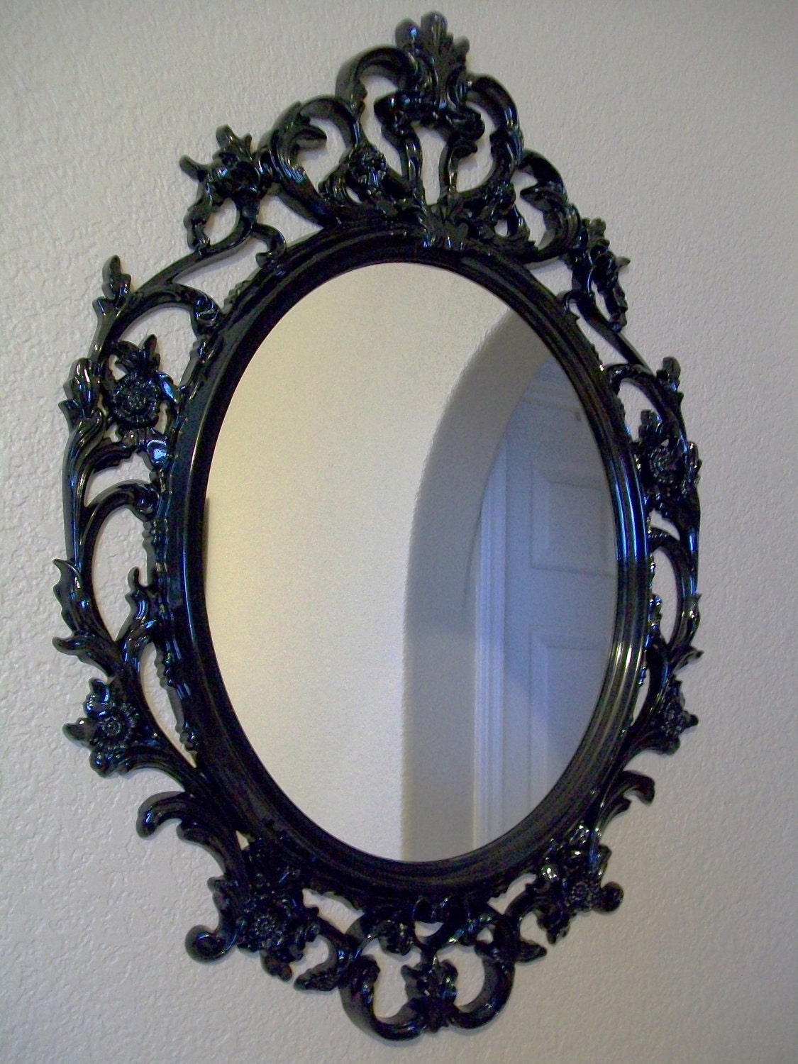 GLOSS BLACK MIRROR Any Color Large Ornate Frame Picture Frame Photo Baby Photos Wedding Photos Family Photos Chalkboard Nursery Wall Mirror