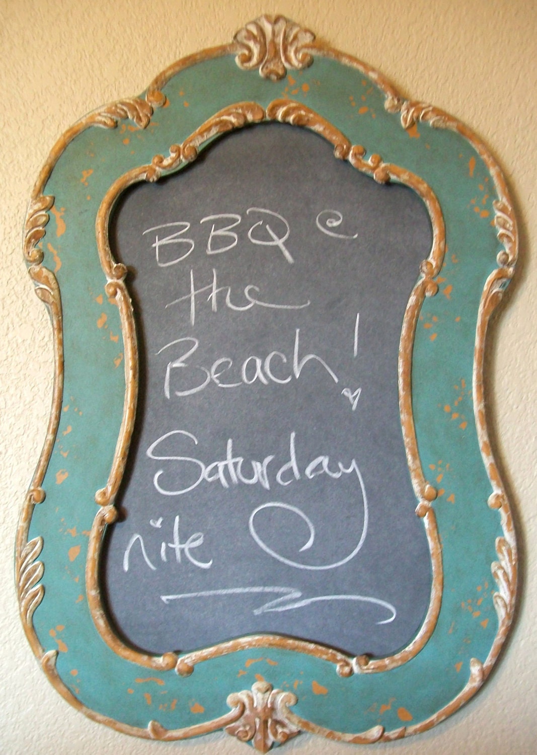VINTAGE BAROQUE ORNATE Framed Chalkboard Magnet Board Cork Board Memo Wedding Menu Board  Kitchen Chalkboard Any Color Teal