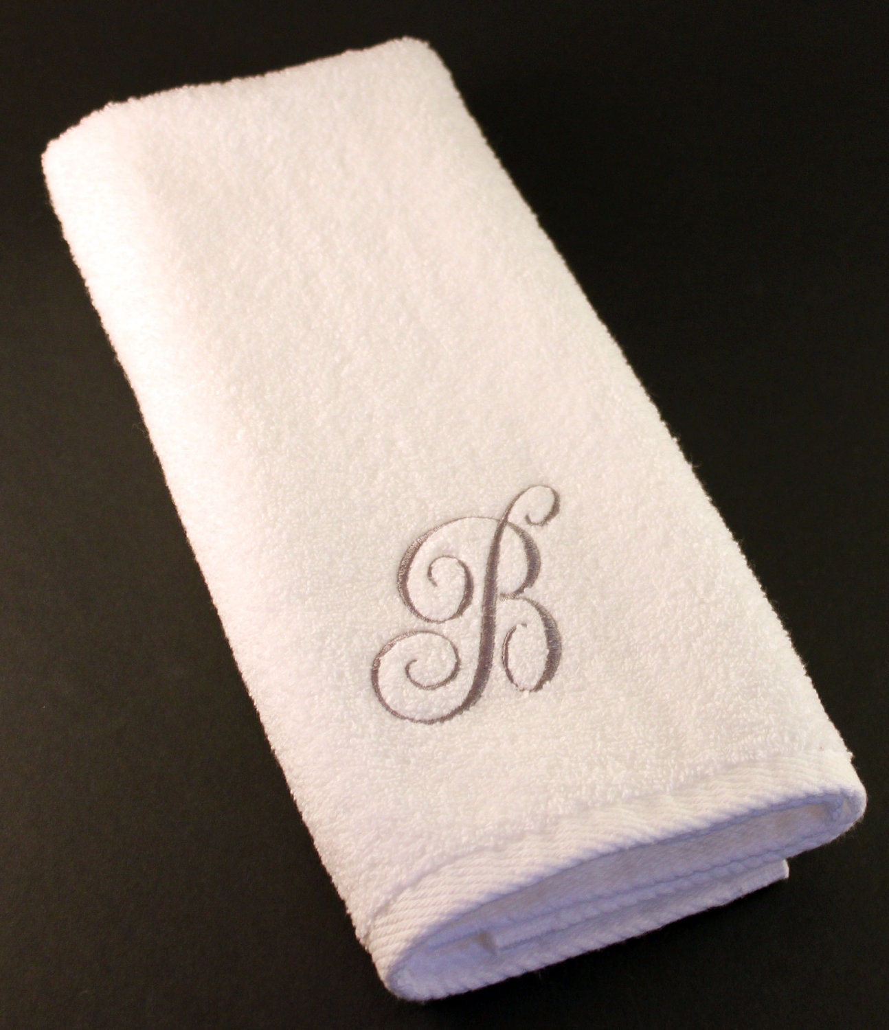Classic Script Single Initial Monogram Embroidered Hand Towel