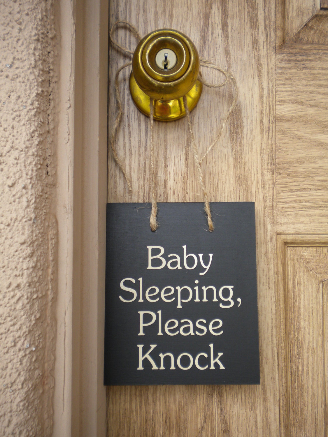 Baby Sleeping, Please Knock wood sign
